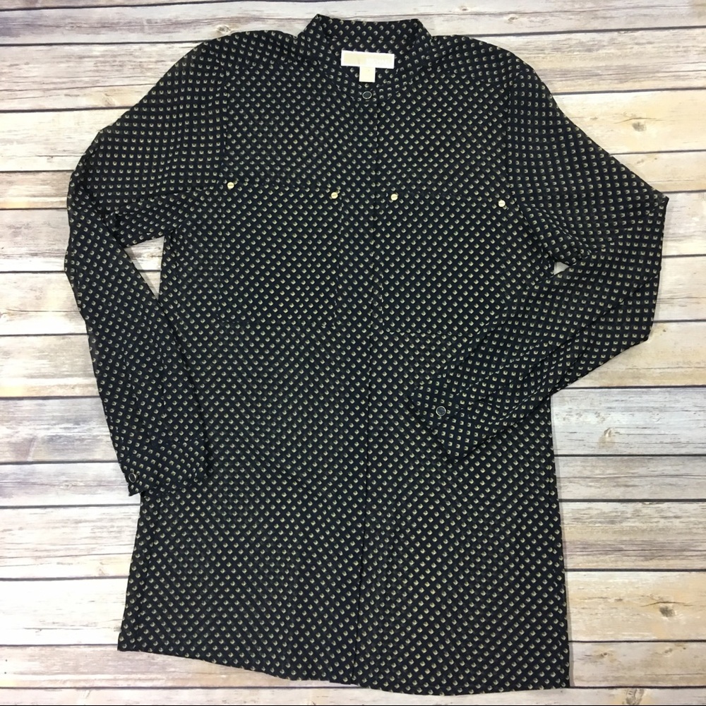 Michael Michael Kors Sheer Patterned Button Down - image 1